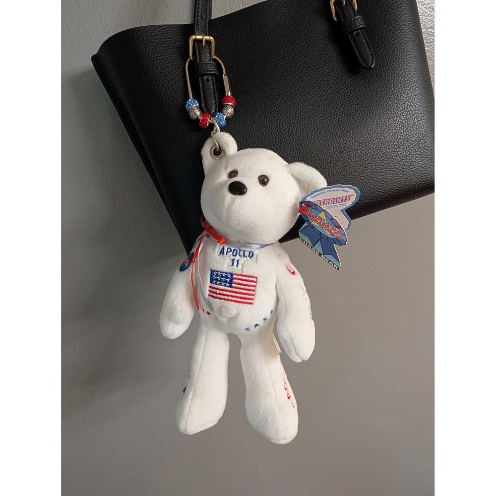 Treasure Champs Apollo 11 30th Anniversary‎ Bear Upcycled Purse Charm NASA White